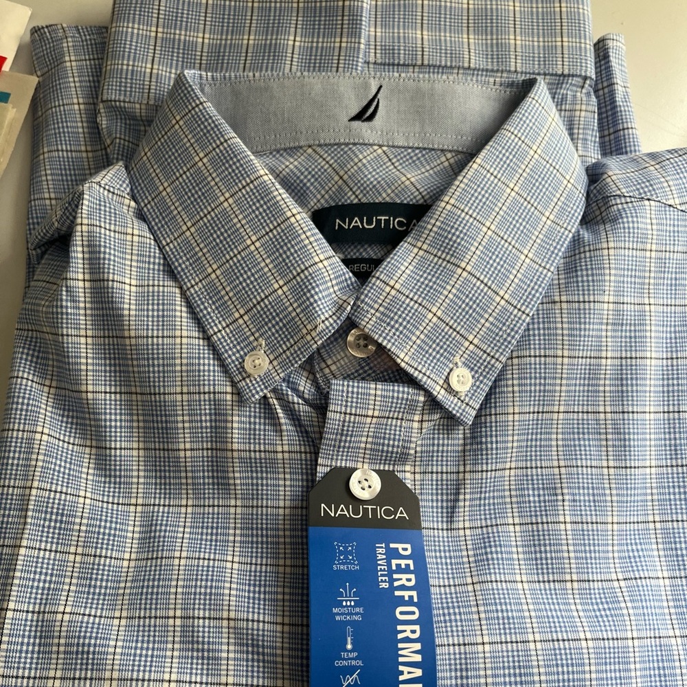 Nautica Men's Blue Plaid Shirt
